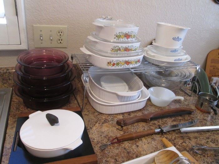 Always Great and Needed! Corning Ware, Pyrex and Casseroles...Also See "Visions", upper left, Corning's Glassware Set.