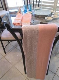 Lovely Silver and Pink Table Cloth & Napkins