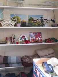 Candelabra, Basket, Loose Cushions, some Christmas Decor
