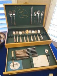 Silver Plate Flatware Set, Community "South Seas" by Oneida, 1955. Service for 8 in Chest.