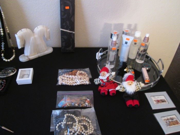 Costume Jewelry & Fragrances + Onyx Bookends