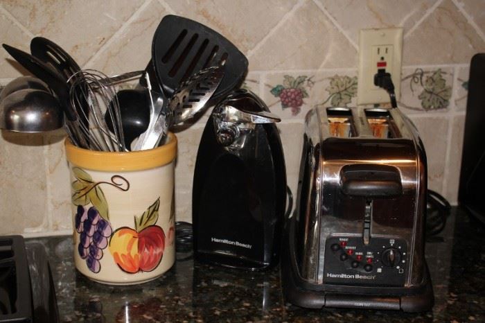 Kitchen Utensils, Electric Can Opener and Toaster