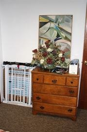 Art, Dresser and Floral Arrangement with Gate