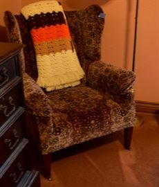Ralph Laauren sidechair wingback fabric upholstery pair