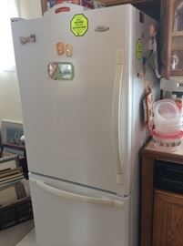 Whirlpool refrigerator, freezer on bottom