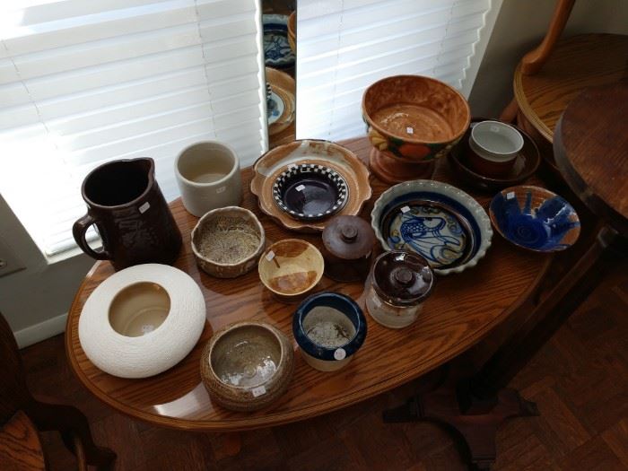 Lots of pottery. Some handcrafted and some well known names.