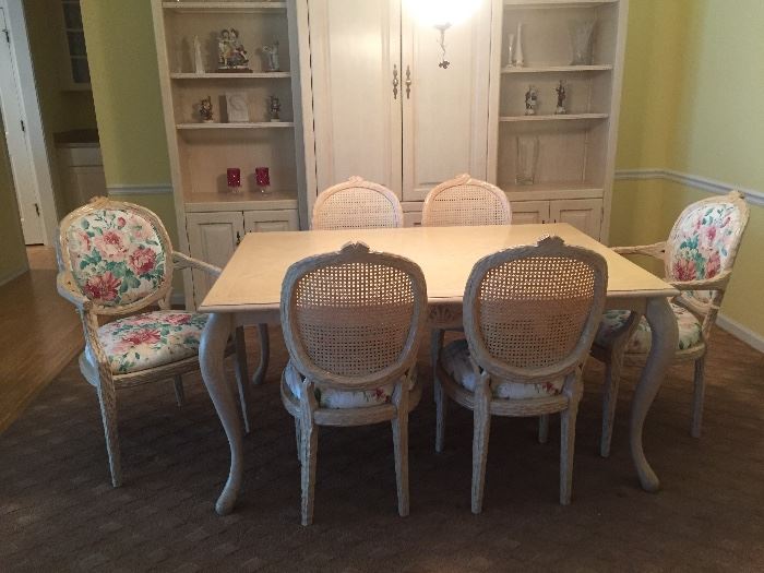 Dining room set table and six chairs shabby chic $500.00 SET