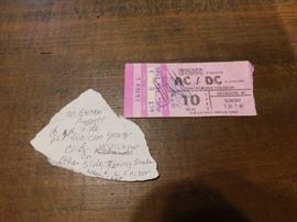 AC/DC Concert Stub Malcolm Young Autograph 1980