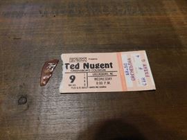Ted Nugent Ticket Stub and Partial Pick