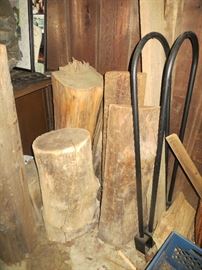 Firewood rack is sold.      Large pieces of wood are still available.