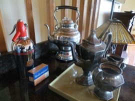 Vintage percolator and tea set