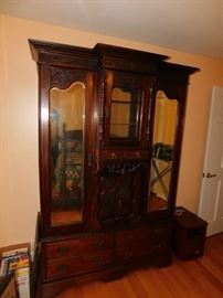 Massive Ornate Antique Bureau/Wardrobe