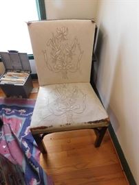 Leather Chair and Foot Stool