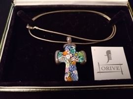 Orive Murano Glass Cross/Necklace