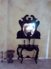 Victorian mirror and side table