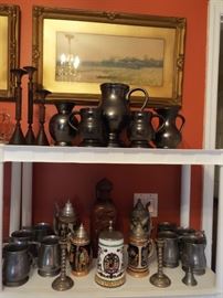 Prinknash pottery and German beer steins