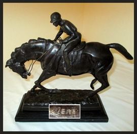 Very Nice Bronze Jockey on Horse Signed Mene