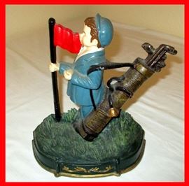 Door Stop; Golfer with Golf Bag and Flag 