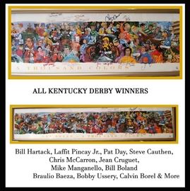Churchill Downs Kentucky Derby Jockey Mural Print by Pierre Bellocq Titled "On Dream a Thousand Colors" Signed by Many Kentucky Derby Winners 