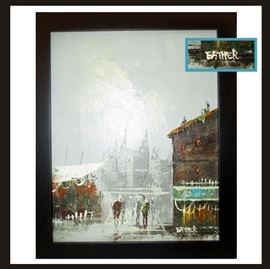 Lovely Little Horse Racing Signed Oil Painting 