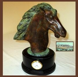 Signed Horsehead with Clock Base 