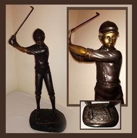 Really Nice Tall Bronze Golfing Sculpture
