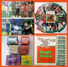Signed Golf Cards, Trading Cards, Unopened Racing Cards and Eagle Stamps 