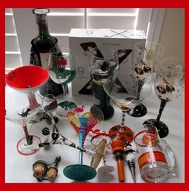 Cool Barware Items including Many Hand Painted and Signed Lolita Pieces