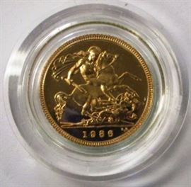 1986 Gold Proof Sovreign Fifty Pence coin