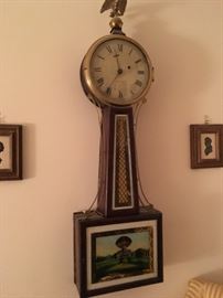 Banjo clock signed Boston. Unknown maker, 33" high, Boston State House, circa 1820