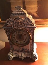 Waterbury Porcelain Mantle clock circa 1890 8" high