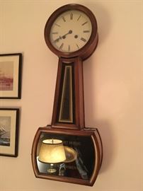 Reproduction Banjo wall clock, 27" high, circa 1987