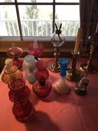 Antique oil lamp collection