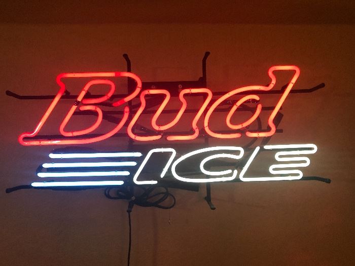  Neon bud ice beer advertising sign 