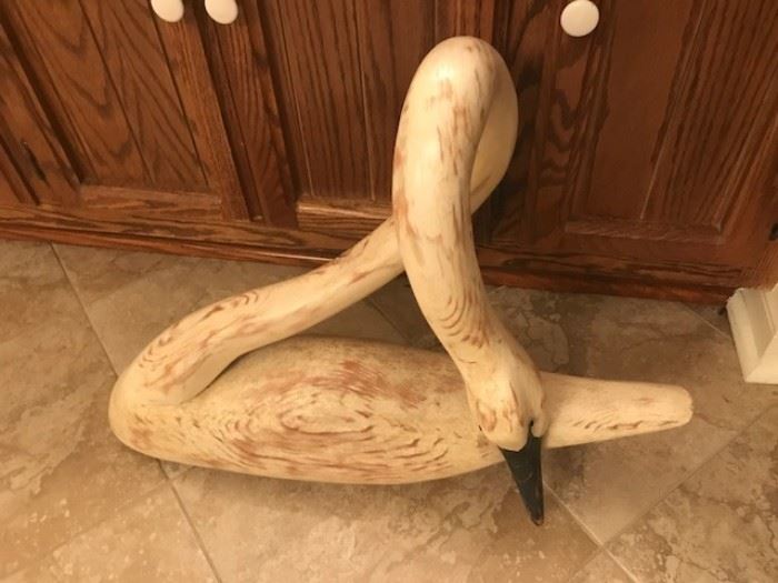carved wood swan