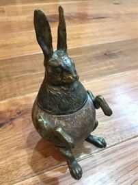 Vintage bronze Alice in Wonderland mad hatter bunny