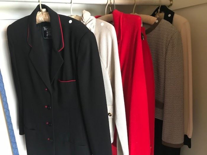 • A FULL BEDROOM with Walk in Closet of vintage clothing and designer clothing, shoes and handbags. Some Designer Brands include: St. John, Escada, Burberry’s, LA Gear (80’s), Ralph Lauren, Bill Blass, Lilly Pulzar, Saks 5th Ave, London Fog, etc…