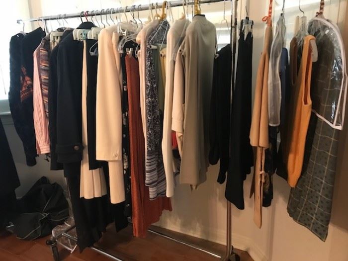 • A FULL BEDROOM with Walk in Closet of vintage clothing and designer clothing, shoes and handbags. Some Designer Brands include: St. John, Escada, Burberry’s, LA Gear (80’s), Ralph Lauren, Bill Blass, Lilly Pulzar, Saks 5th Ave, London Fog, etc…