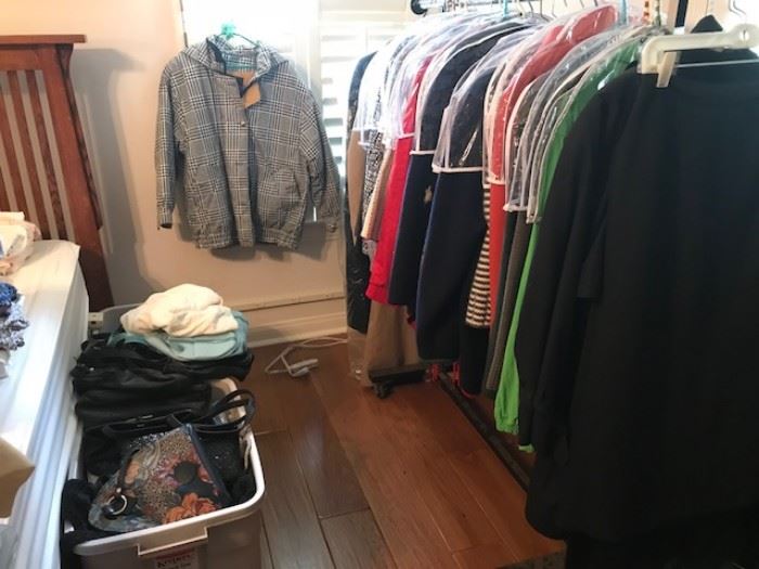 • A FULL BEDROOM with Walk in Closet of vintage clothing and designer clothing, shoes and handbags. Some Designer Brands include: St. John, Escada, Burberry’s, LA Gear (80’s), Ralph Lauren, Bill Blass, Lilly Pulzar, Saks 5th Ave, London Fog, etc…