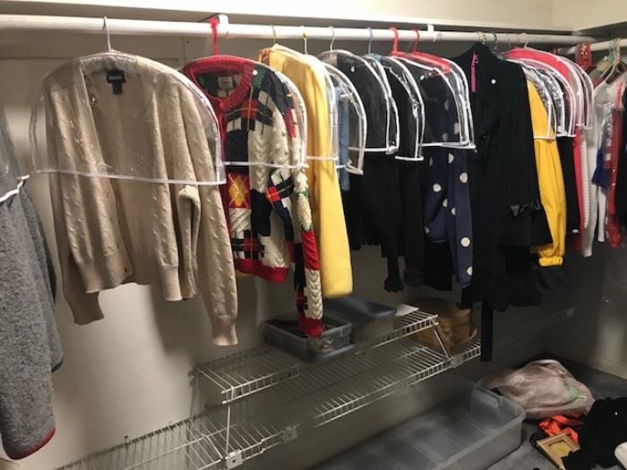 • A FULL BEDROOM with Walk in Closet of vintage clothing and designer clothing, shoes and handbags. Some Designer Brands include: St. John, Escada, Burberry’s, LA Gear (80’s), Ralph Lauren, Bill Blass, Lilly Pulzar, Saks 5th Ave, London Fog, etc…