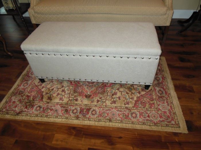 Large Storage Ottoman/Coffee Table and Pair of Matching Rugs