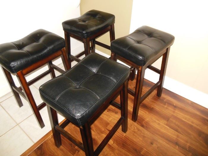 Four Leather Bar Stools