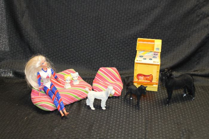 vintage Olympic Barbie and furniture