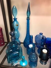 Blue glassware & bottles