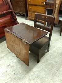 Vintage wooden desk/chair; connected