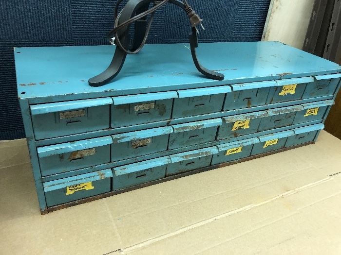 vintage metal 18-drawer box