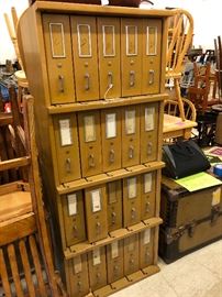 Vintage Vertical wooden filing cabinet
