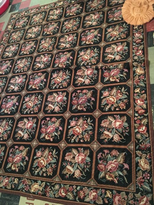 Large beautiful Roses needlepoint style rug