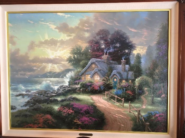 Large Thomas Kincade, " A New Day Dawning" Romance of the Sea I, Certificate of Authenticity, scene: 34" x 24", S/N, Rare image