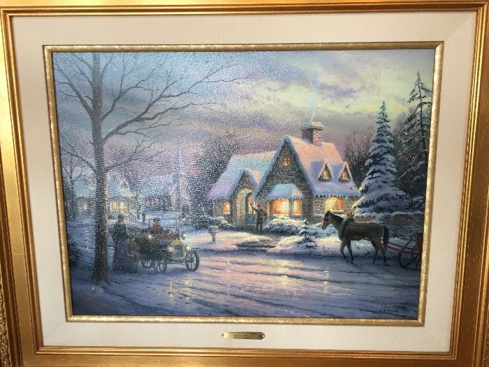 Large Thomas Kincade, canvas limited edition, Memories of Christmas, Season of Lights II, scene: 18 x 24, Certificate of Authenticity, G/P